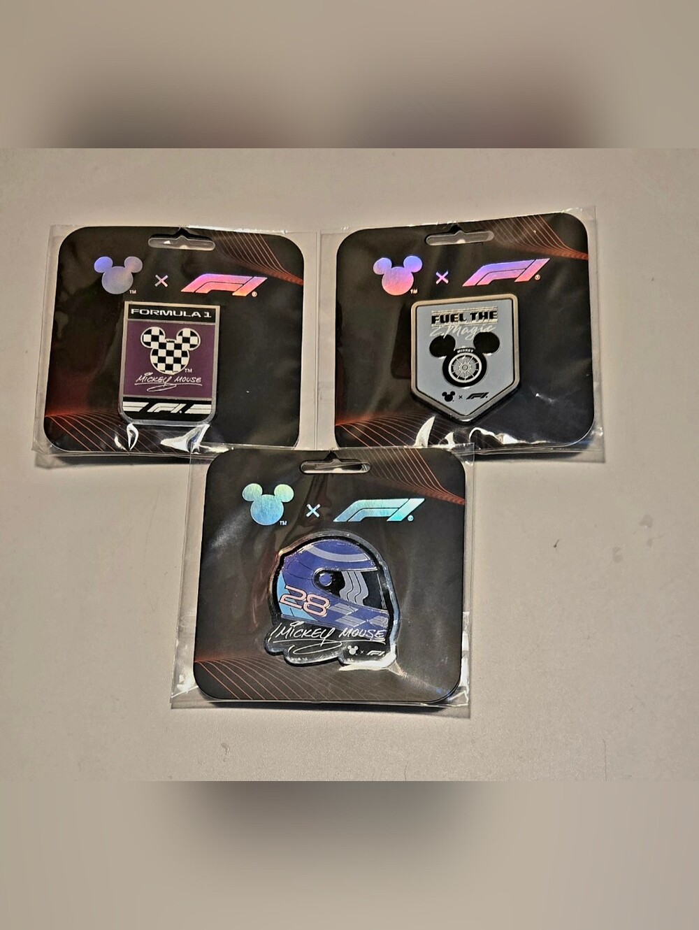NEW Disney x Formula 1® Velocity Collection enamel Limited RELEASE pin set (3)